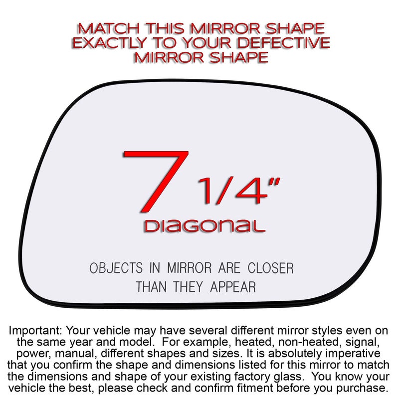 Rugged TUFF Passenger Side Mirror Glass For 2002 2003 2004 2005 2006 Toyota Camry Sedan US Built Models Right Rear Mirrors TO1325100 87931AA080 87931-AA080 Non-Heated - Image 2